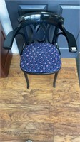 Black wood chair w/ padded seat