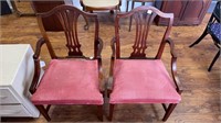 Pair Antique mahogany chairs w/ upholstered seats