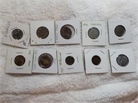 10 Carded Foreign Coins