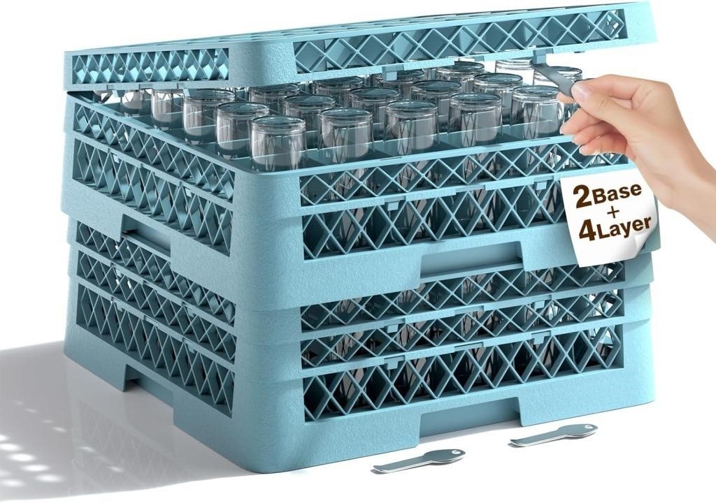 2 Pack Glass Rack 36 Compartment with 2 Extenders