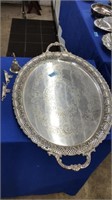 LRG ORNATE SILVER PLATE SERVING TRAY