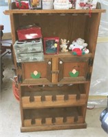 Handmade Pine Bar Cabinet with Wine Bottle and