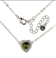 Peridot & White Topaz Heart Halo Necklace