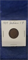 (1) 1909 Indian Head One Cent Coin