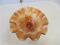 Carnival glass footed bowl, 8" dia