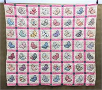 Vintage Hand Stitched Butterfly Quilt