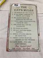 CAT'S RULES METAL SIGN