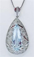 $19395 GIA Platinum 17.37cts Aquamarine Diamond