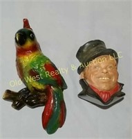 Chalkware Parrot & Man