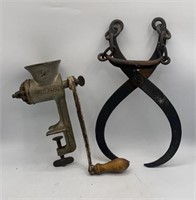 VTG Ice Tongs & Universal No.2 Meat Grinder