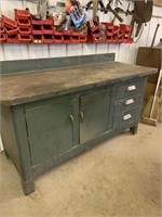 Metal based workbench w/ wood top