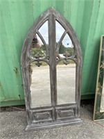 DISTRESSED PAINTED GOTHIC STYLE MIRROR