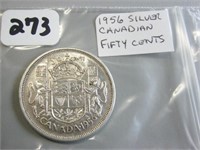 1956 Silver Canadian Fifty Cents Coin
