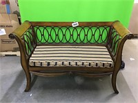 Vintage Wooden Bench with Cushion