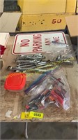 "No Parking“ Sign and Assorted Hand Tools