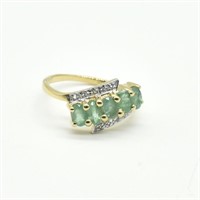 Gold plated Sil Emerald White Topaz(1.4ct) Ring