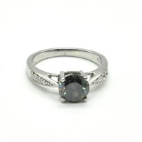 Silver Blue Moissanite(1.4ct) Ring
