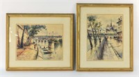 PAIR OF MID CENTURY H. KASKEL FRENCH SCENES