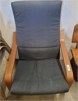 WOOD FRAMED ARMCHAIR W/ CUSHIONED SEAT/BACK