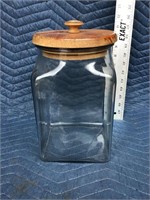 Vintage Large Glass Jar with Wood Top Kitchen