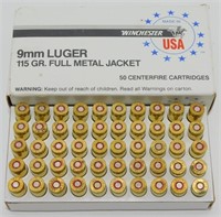 50 rounds Winchester 9mm Luger Full Metal Jackets