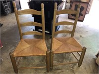 19th C. Pair of Maple Cane Ladderback Chairs