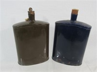 (2) ENAMELWARE FLASK TYPE CONTAINERS: