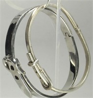 925 SILVER AND SILVER TONE BUCKLE BRACELET