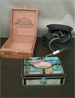 Box-Wood Cigar Box, Cable With Storage Case, &