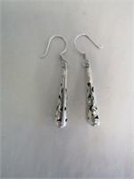 Silver Dangle Earrings 1 1/4 in