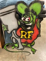 Rat Fink metal yard art 43” tall