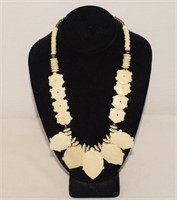 Carved Turtle & Beaded Bone? Necklace