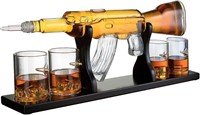 $120 Gun Large Decanter Set Bullet Glasses