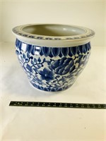 Chinoiserie Large Cobalt Blue Porcelain Flower Pot