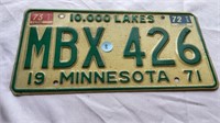 Minnesota 1971 license plate