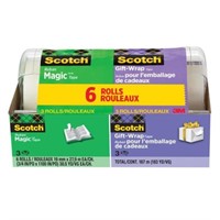 6-Pk Scotch Magic Tape and Gift-Wrap Tape,