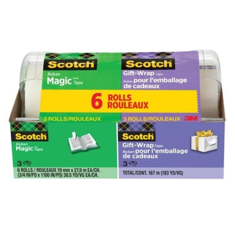 6-Pk Scotch Magic Tape and Gift-Wrap Tape,