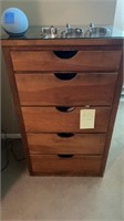 Wooden dresser.with glass top  Approximately 48”