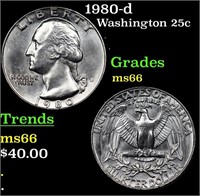 1980-d Washington Quarter 25c Grades GEM+ Unc