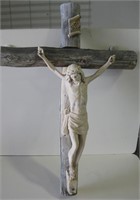Wood & Resin Jesus Christ Figure & Cross Wall Art