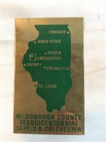 McDonough county Sesquicentennial  Metal  plaque