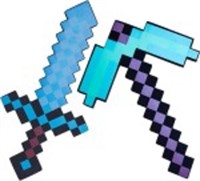 Minecraft Diamond Sword and Pickaxe Plush