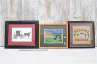 (2) Framed Needlepoint & (1) Print by Edith Lerst.