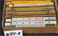 Asst'd vintage wooden folding rulers, some w/brass