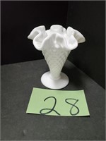 Small White Hobnail Vase