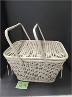 Vintage White Picnic Basket