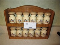 12-pc. Stoneware spice jar set with rack