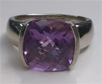 Sterling Silver Purple Amethyst Dinner Ring. Ring