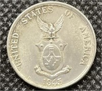 1945d United States Of America Twenty Centavos