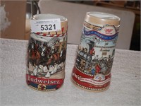 Vintage Beer Steins - Budweiser & Miller High Life